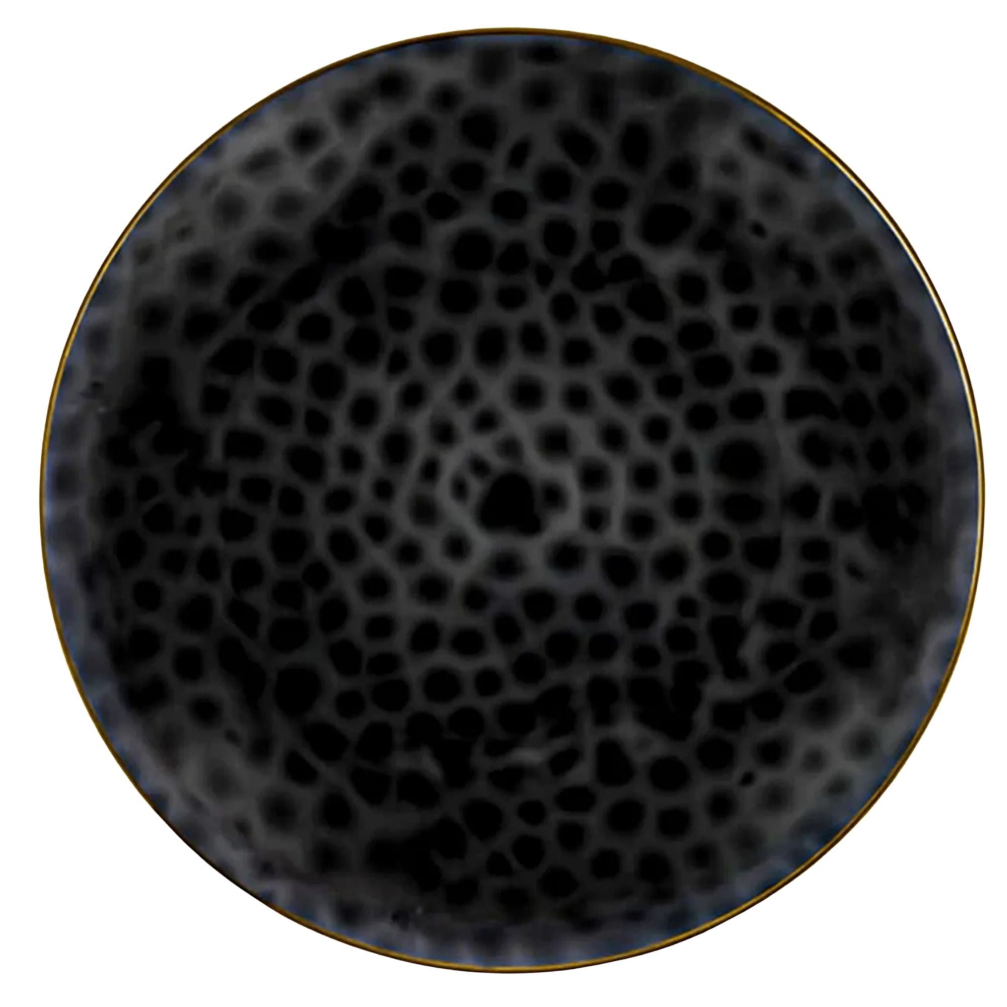 Organic Hammered 10" Black with Gold Rim Disposable Plastic Dinner Plate
