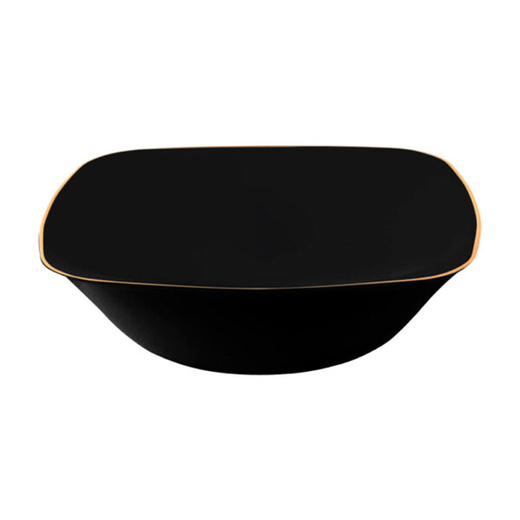 Organic 16oz Square Gold Rim Plastic Disposable Black Bowls Bowls Blue Sky 10 Pieces