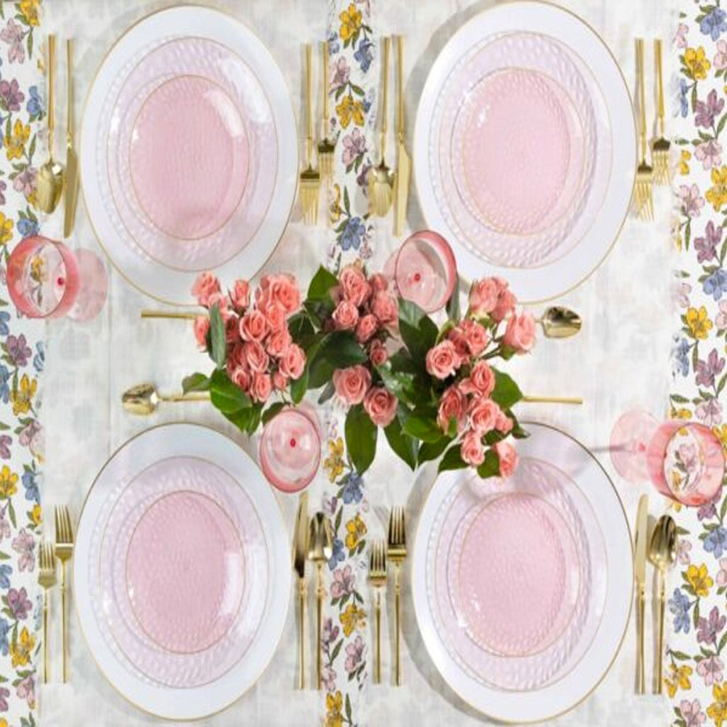 Organic 7" Pink with Gold Rim Plastic Disposable Appetizer/Dessert Plate