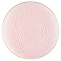 Organic Hammered 10" Pink with Gold Rim Disposable Plastic Dinner Plate