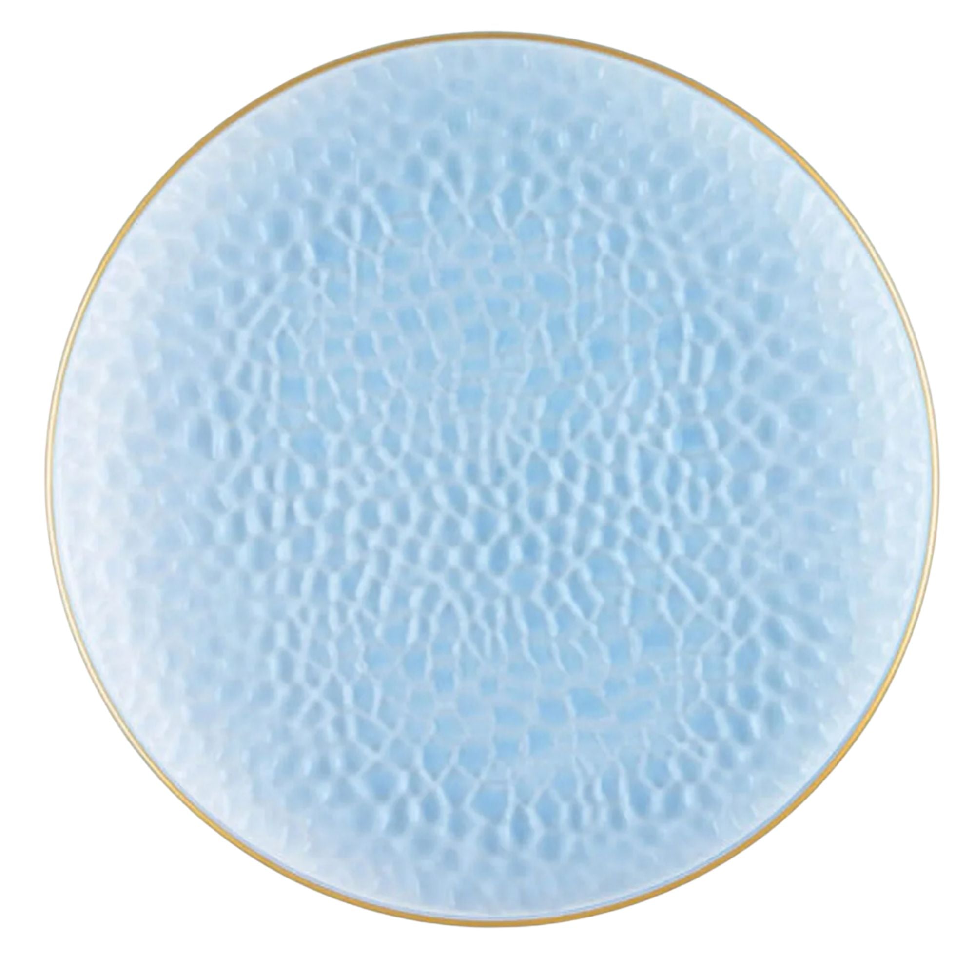Organic Hammered 10" Blue with Gold Rim Plastic Disposable Dinner Plate