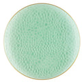 Organic Hammered 10" Green with Gold Rim Plastic Disposable Dinner Plate