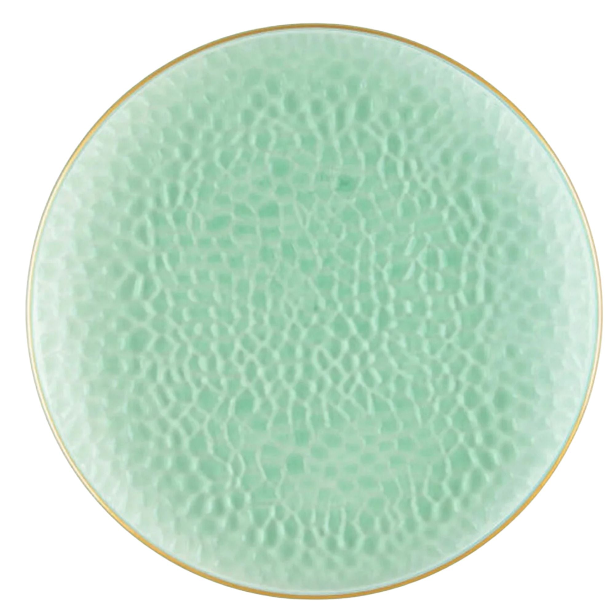 Organic Hammered 10" Green with Gold Rim Plastic Disposable Dinner Plate