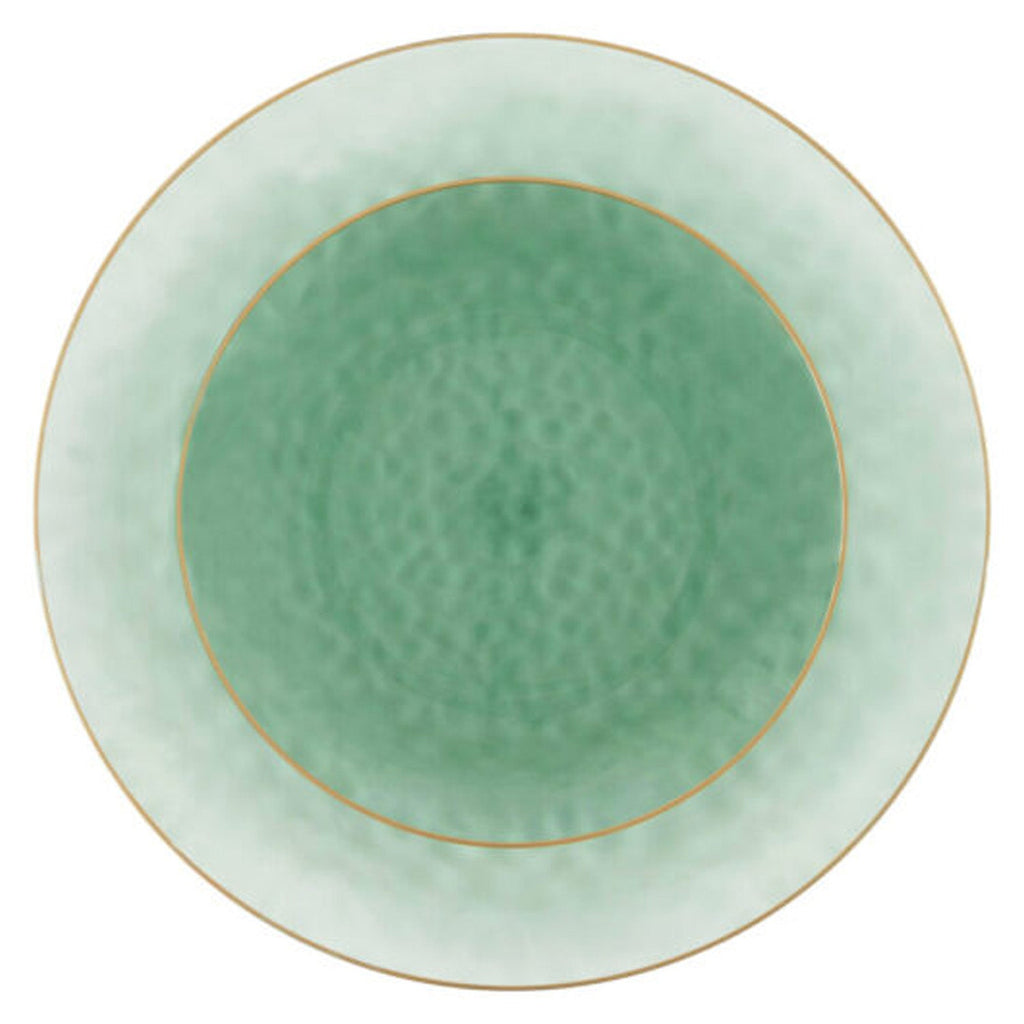 Organic Hammered 10" Green with Gold Rim Plastic Disposable Dinner Plate