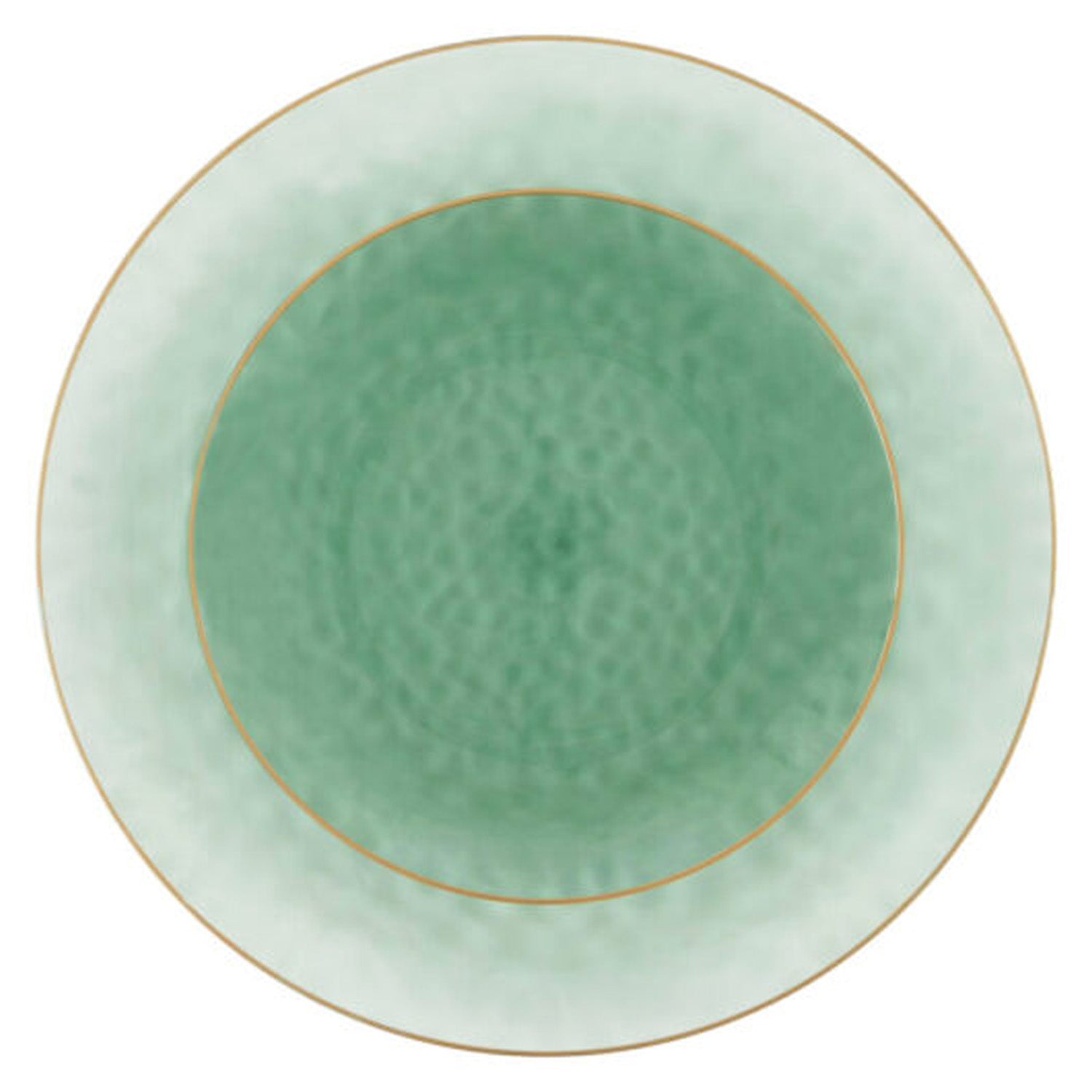 Organic Hammered 10" Green with Gold Rim Plastic Disposable Dinner Plate