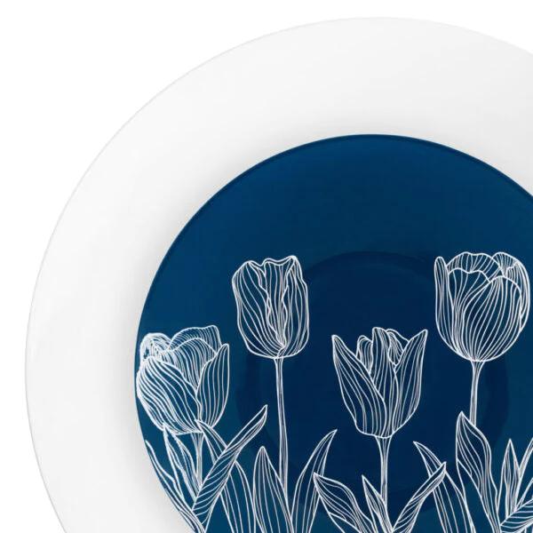 10.25"&7.5" Navy & White Round Disposable Plastic Plates COMBO Set-Tulip