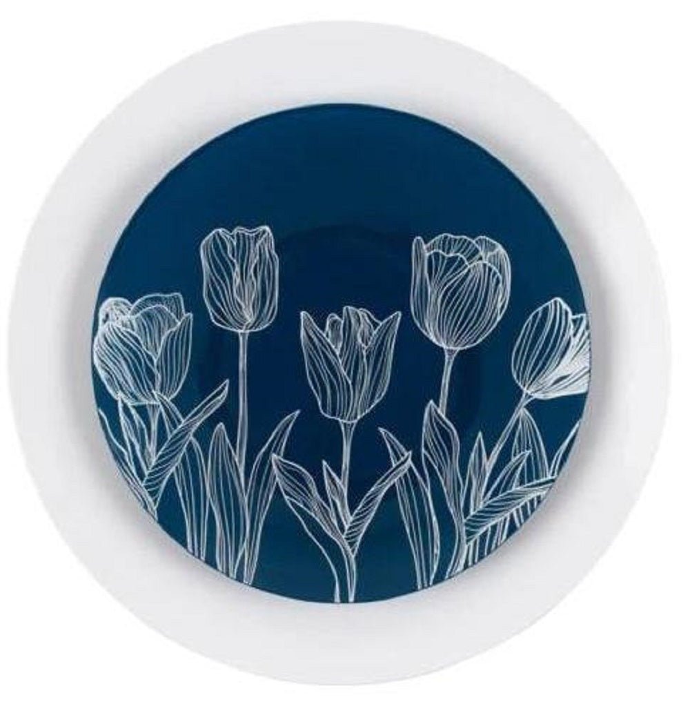 10.25"&7.5" Navy & White Round Disposable Plastic Plates COMBO Set-Tulip
