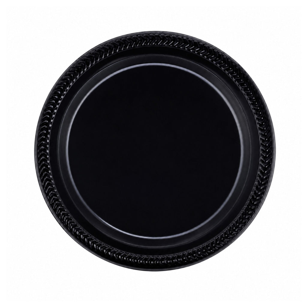 *BUY BULK* 9" Light Weight Black Disposable Plastic Plates