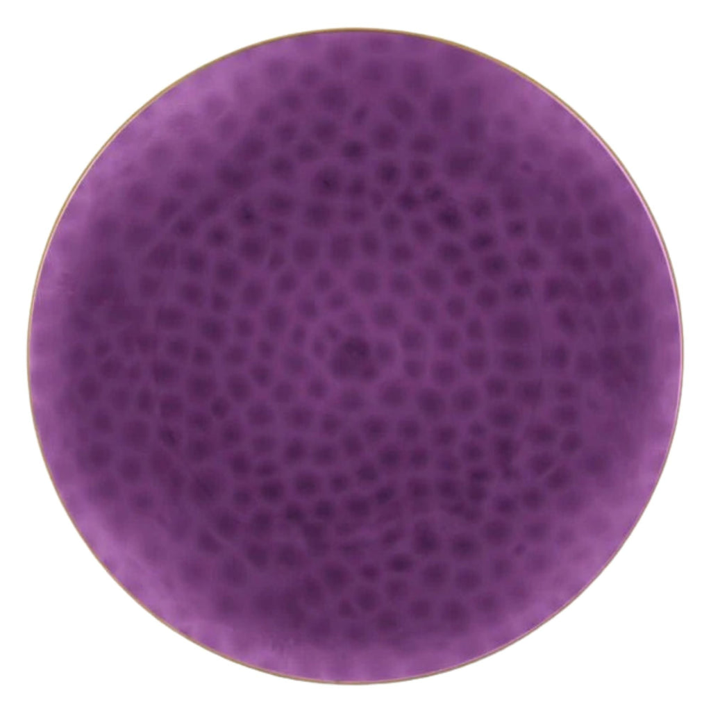 Organic Hammered 10" Purple & Gold Disposable Plastic Dinner Plate
