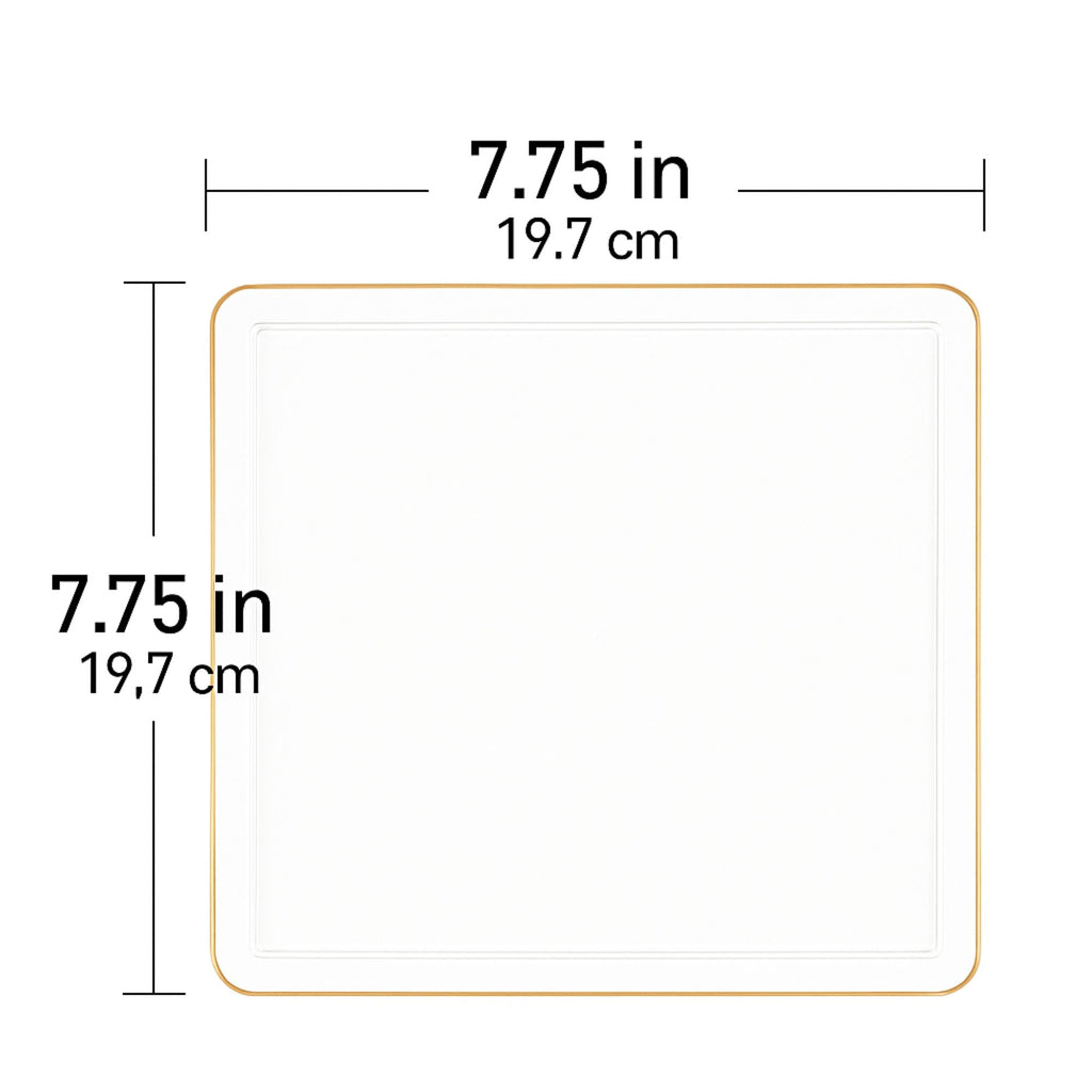 Square Clear & Gold Rim Plastic Dinnerware Set Value Pack-Edge