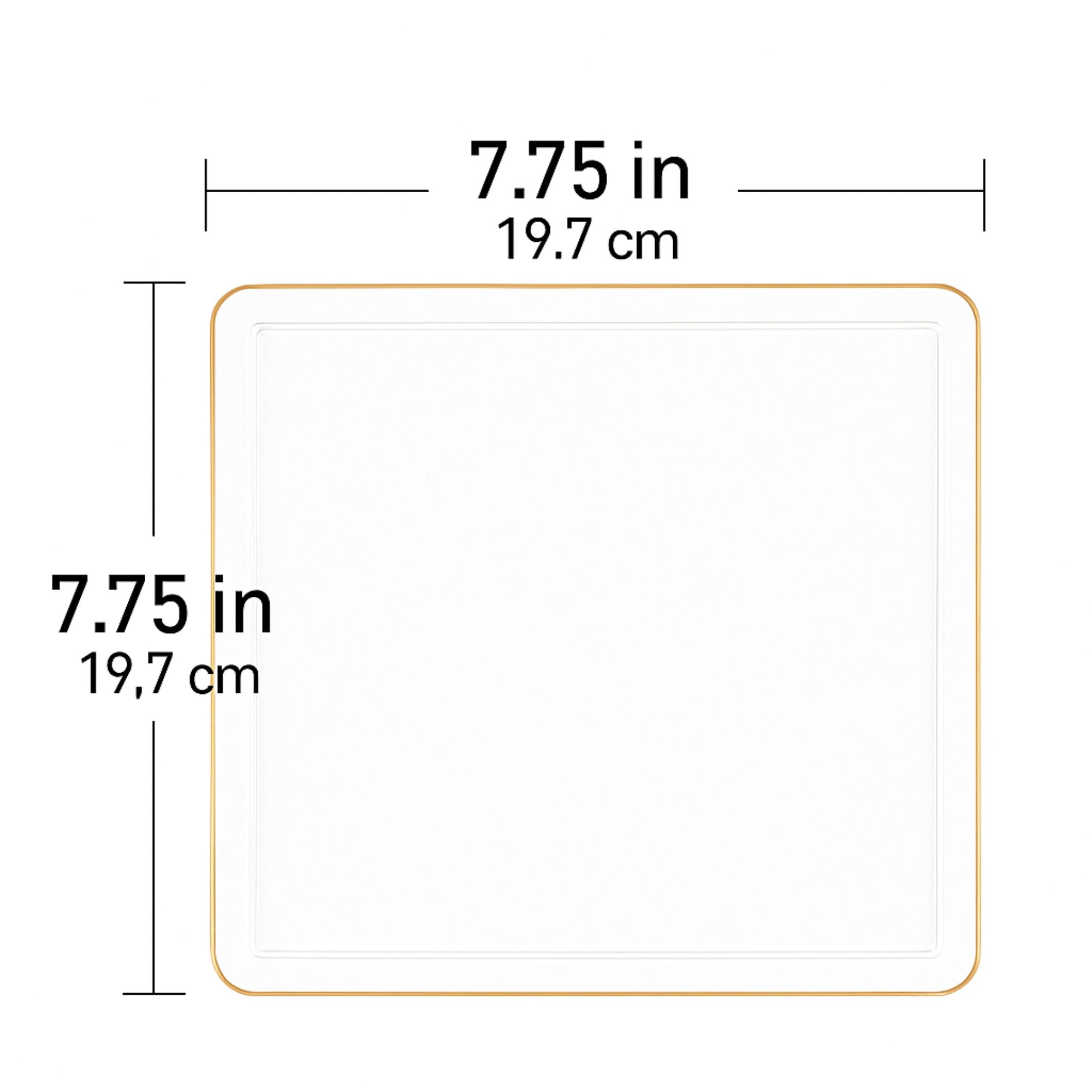 10.75"&7.75" Square Clear With Gold Rim Plastic Plates COMBO Set-Edge