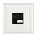 10.75"&7.75" Square Clear With Gold Rim Plastic Plates COMBO Set-Edge