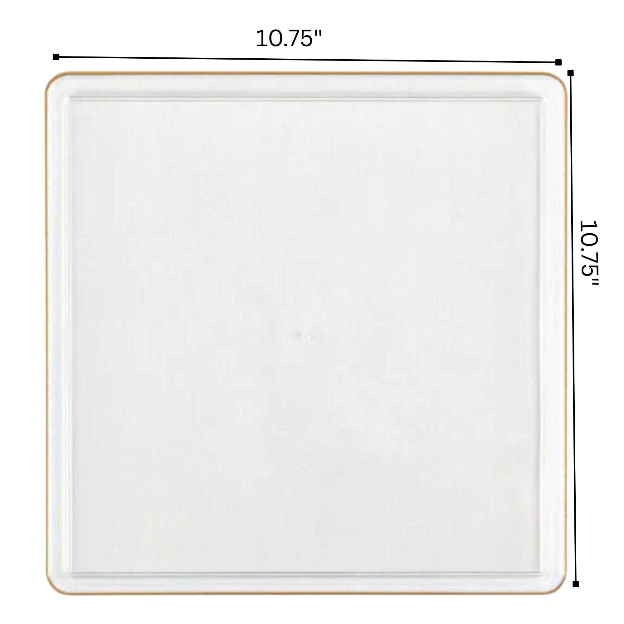 10.75"&7.75" Square White With Gold Rim Plastic Plates COMBO Set-Edge
