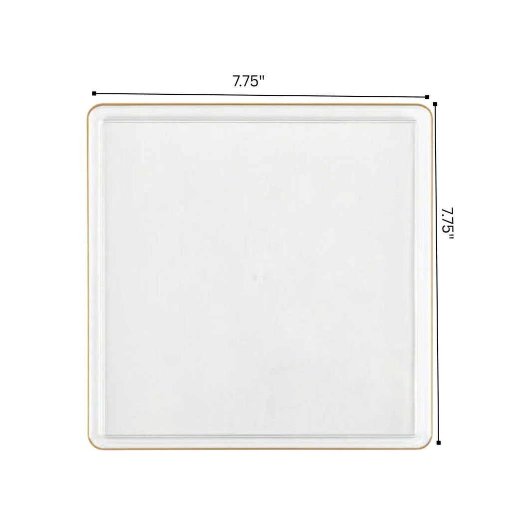 Square White & Gold Rim Plastic Dinnerware Set Value Pack-Edge