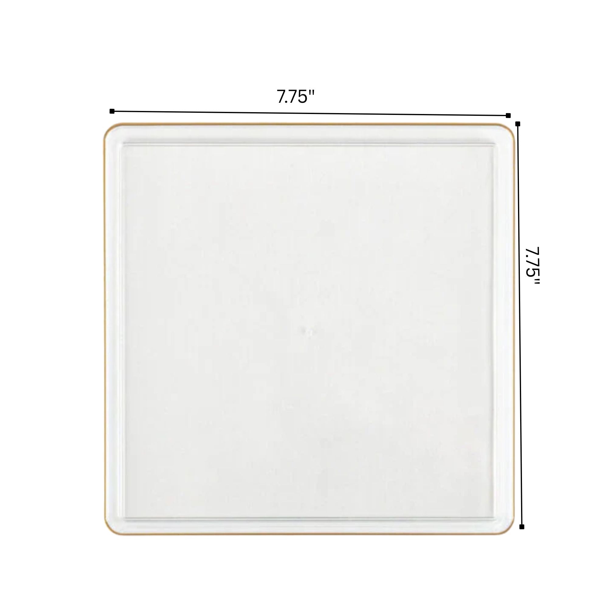 Square White & Gold Rim Plastic Dinnerware Set Value Pack-Edge
