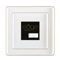 10.75"&7.75" Square White With Gold Rim Plastic Plates COMBO Set-Edge