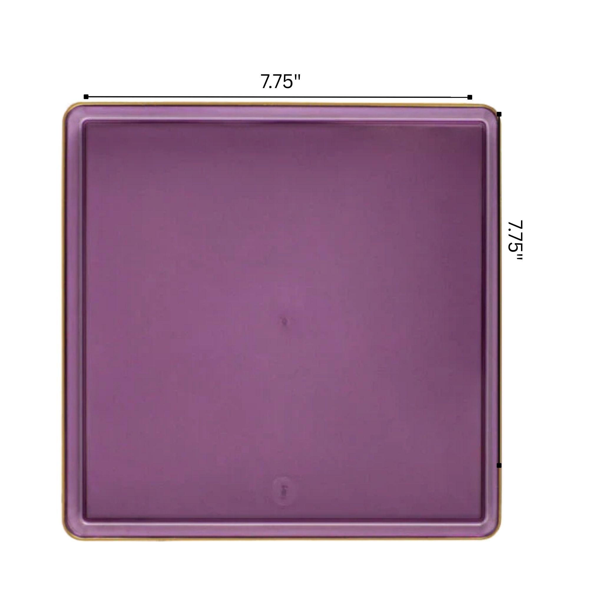 10.75"&7.75" Square Purple With Gold Rim Plastic Plates COMBO Set-Edge