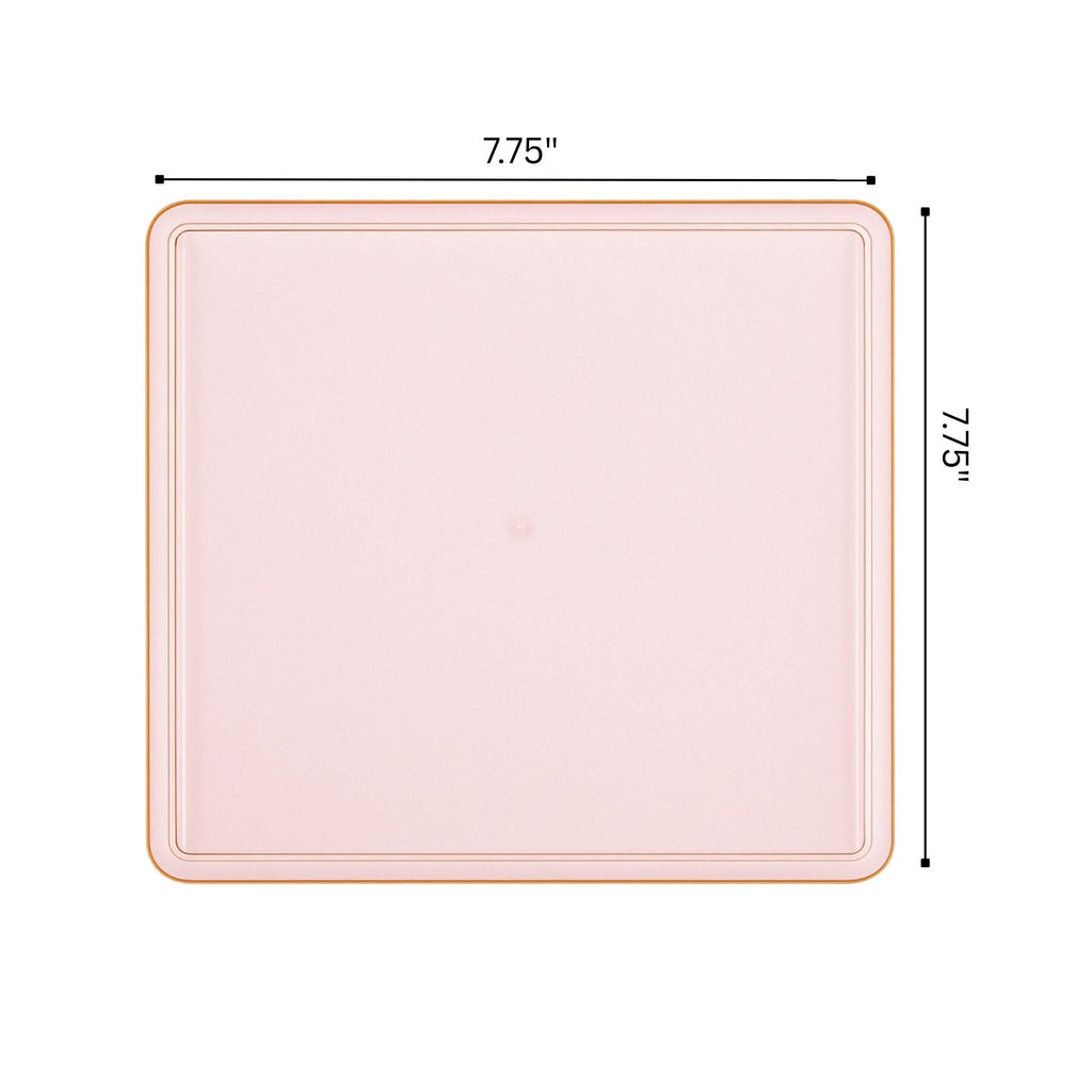 Square Pink & Gold Rim Plastic Dinnerware Set Value Pack-Edge