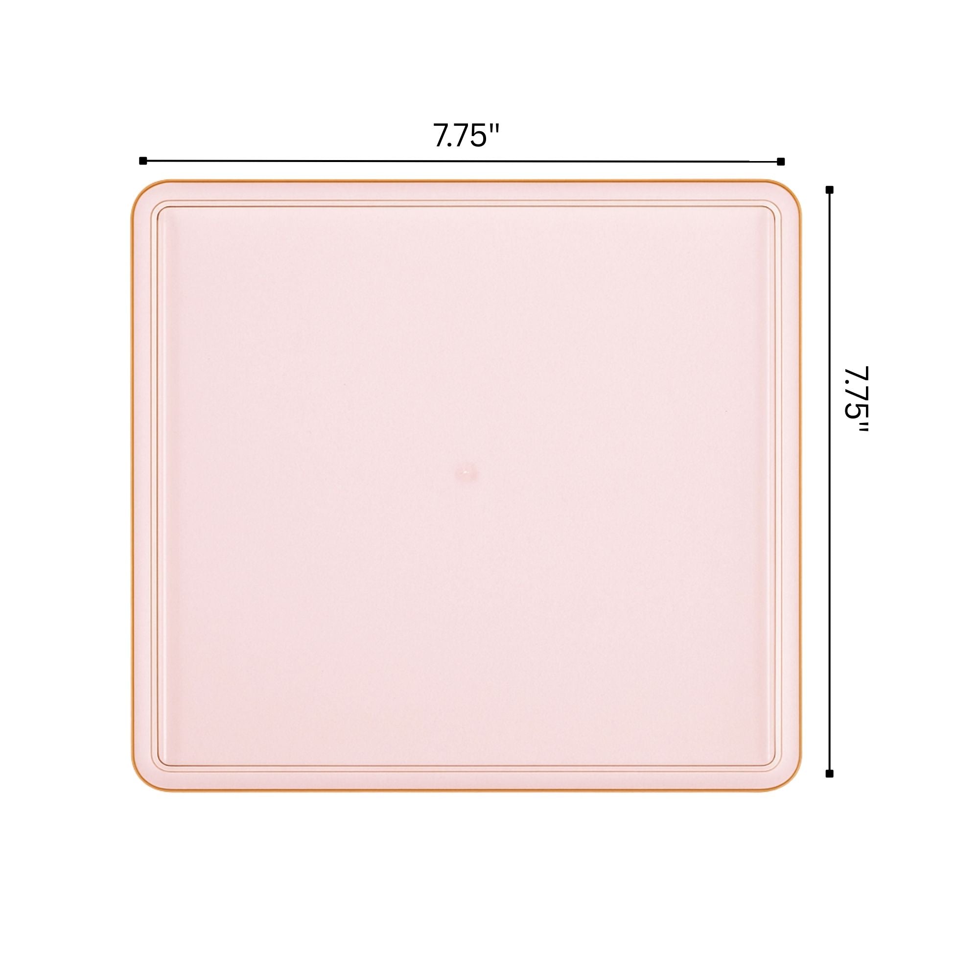Square Pink & Gold Rim Plastic Dinnerware Set Value Pack-Edge