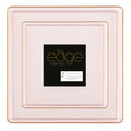 10.75"&7.75" Square Pink With Gold Rim Plastic Plates COMBO Set-Edge