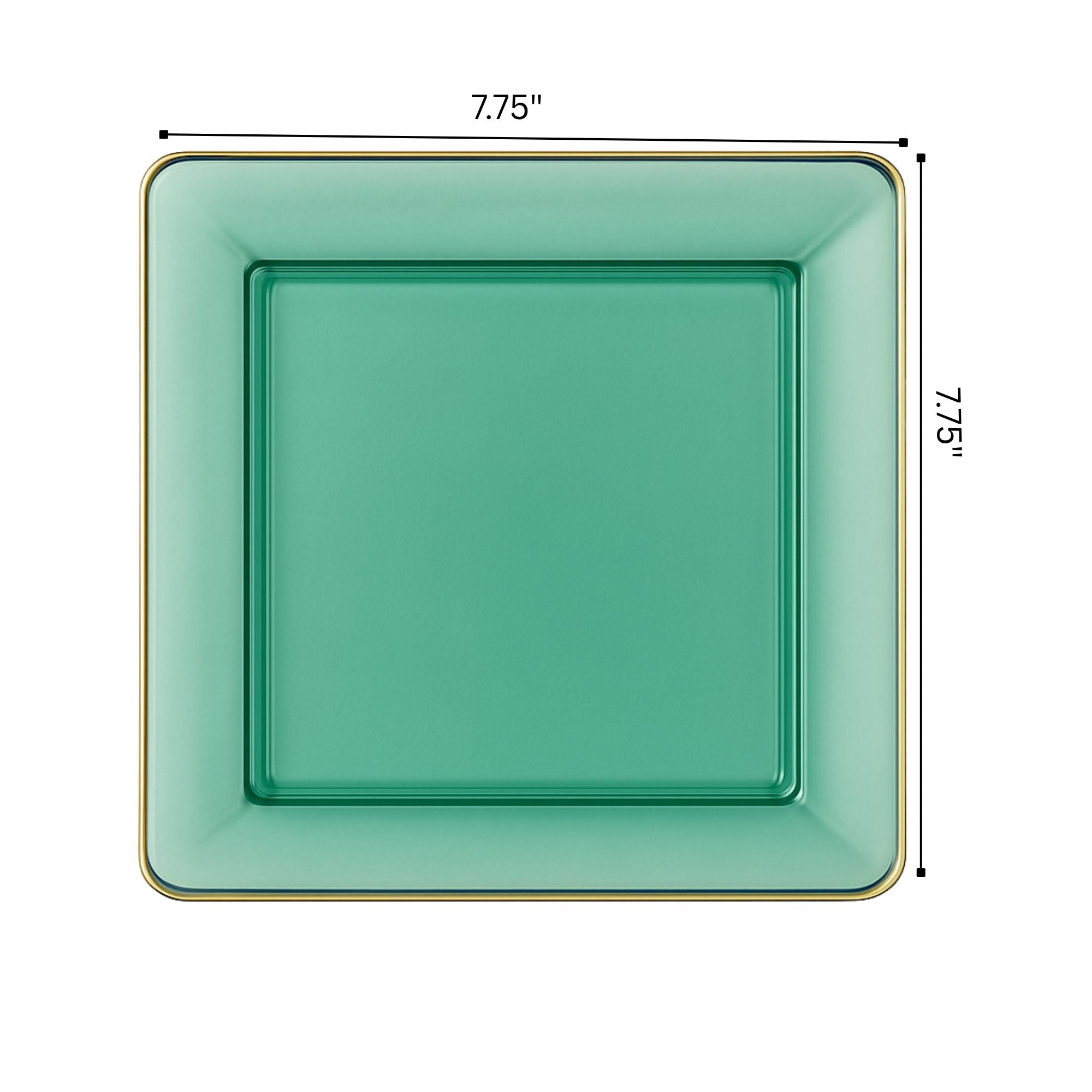 Square Green & Gold Rim Plastic Dinnerware Set Value Pack-Edge