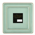 10.75"&7.75" Square Green With Gold Rim Plastic Plates COMBO Set-Edge