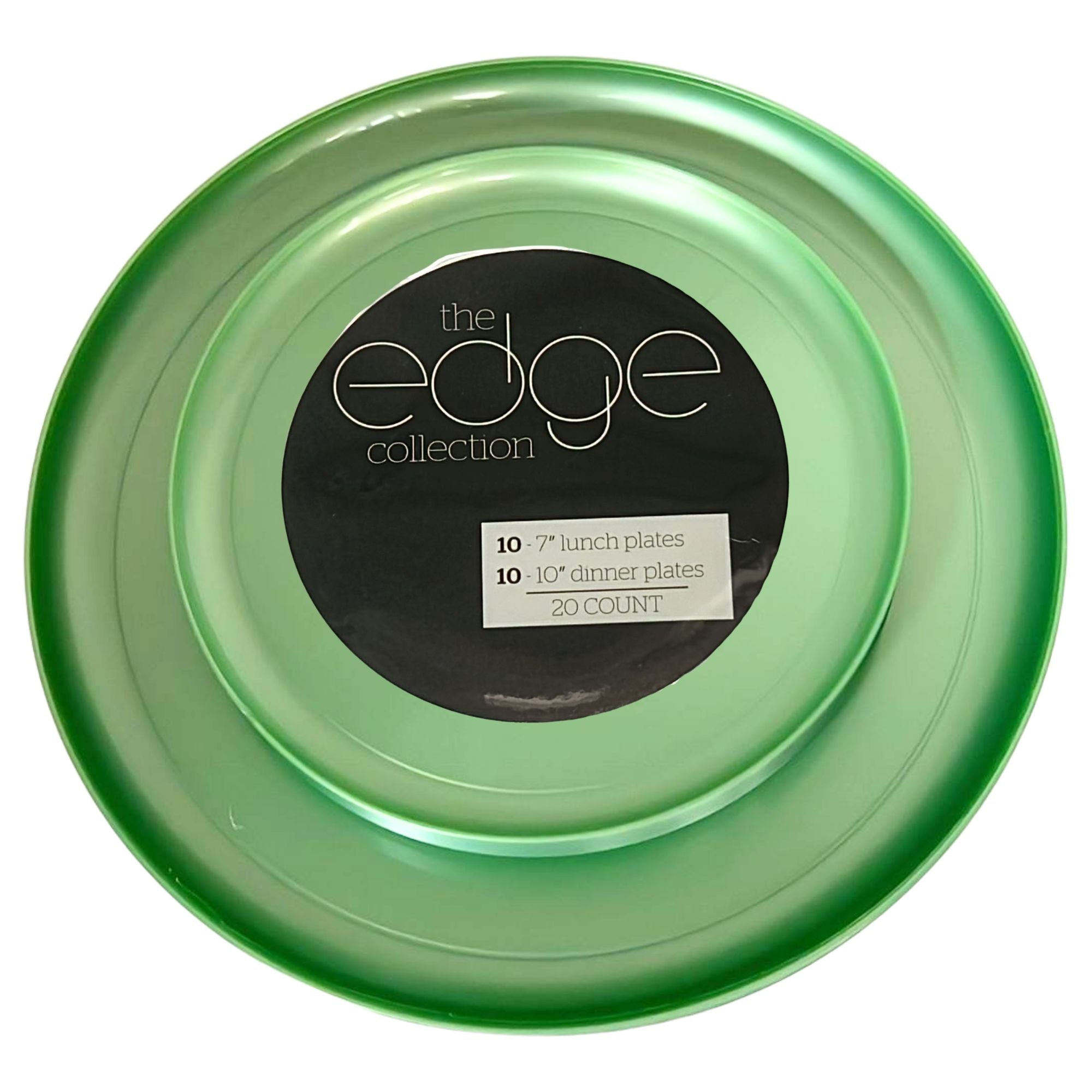 10"&7" Perlized Green Plastic Plates COMBO Set-Edge