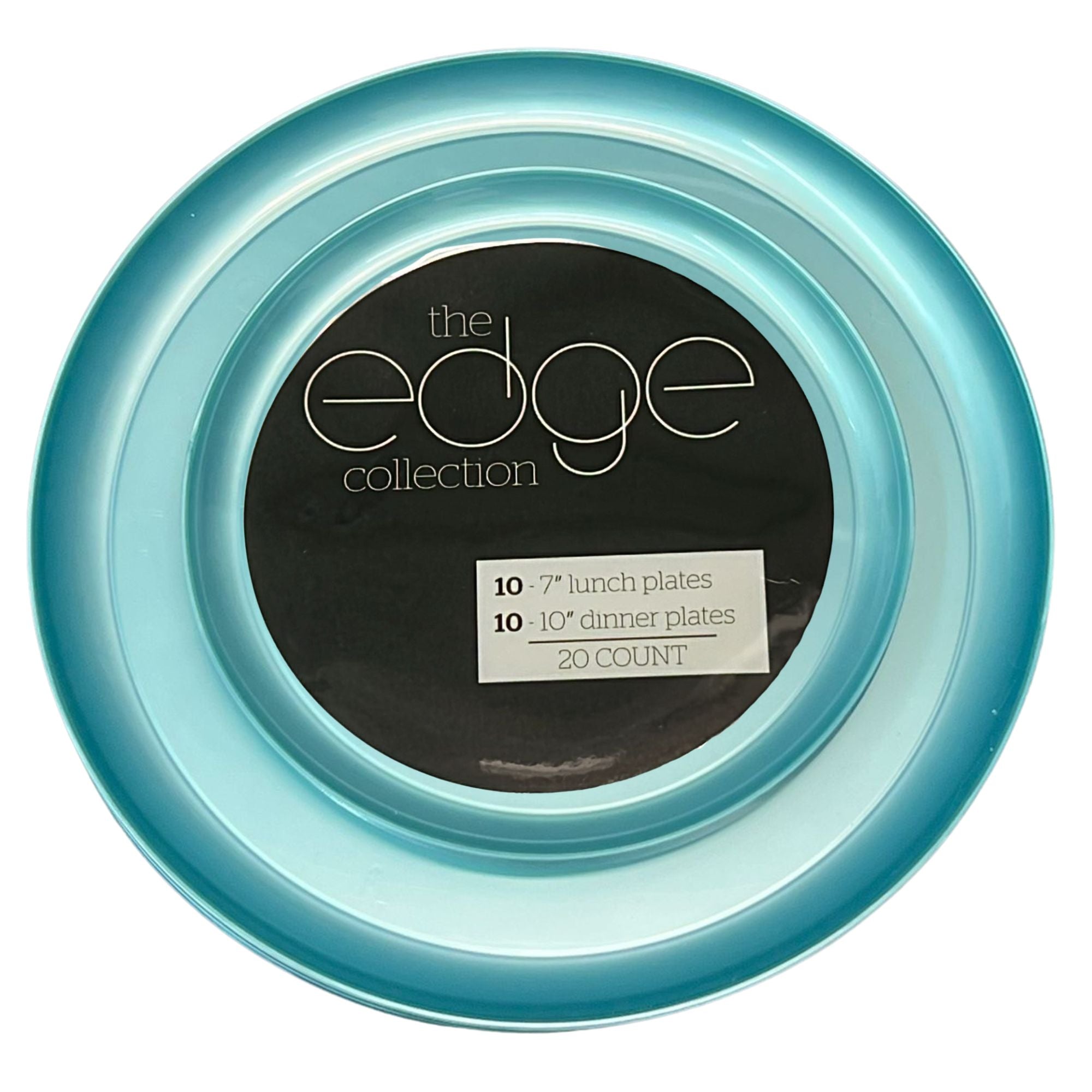 10"&7" Perlized Teal Plastic Plates COMBO Set-Edge