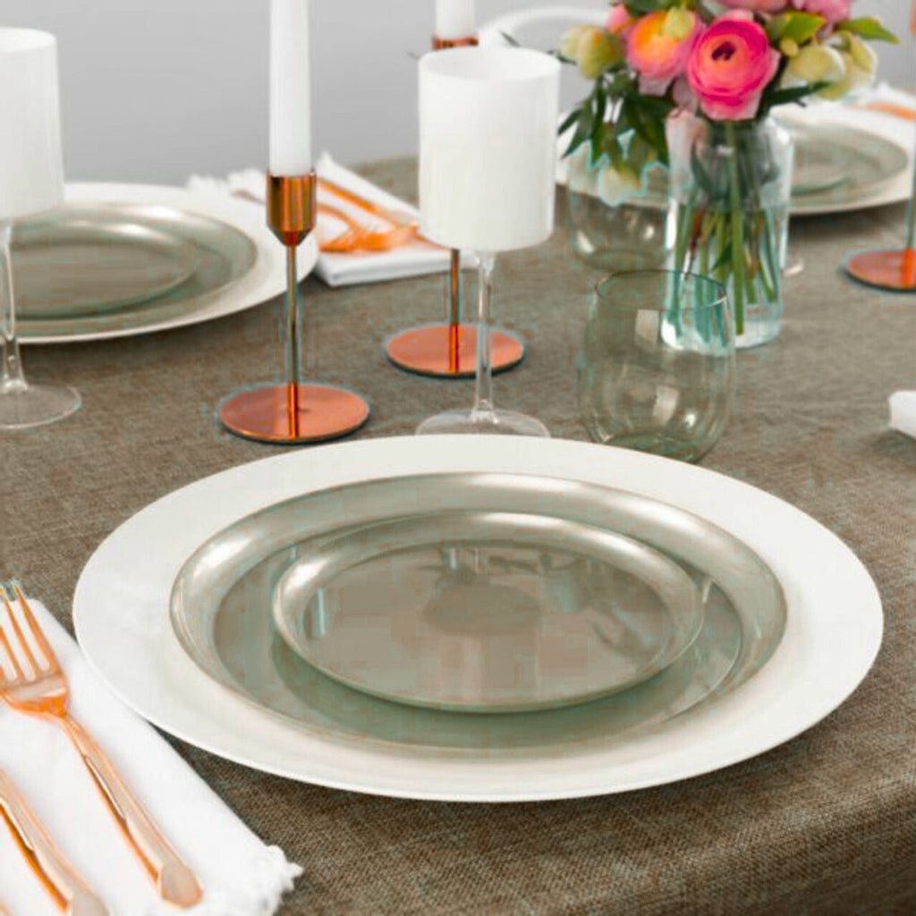 10"&7" Pewter Plastic Plates COMBO Set-Edge