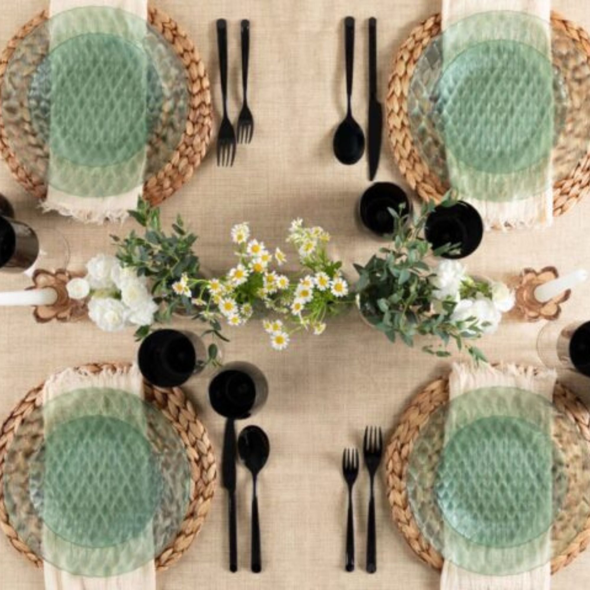 10"&7" Green Plastic Plates Combo Set: Timeless