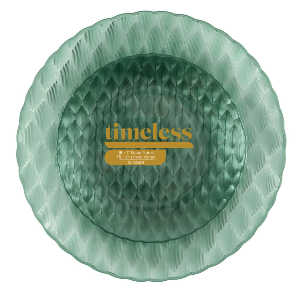 10"&7" Green Plastic Plates Combo Set: Timeless