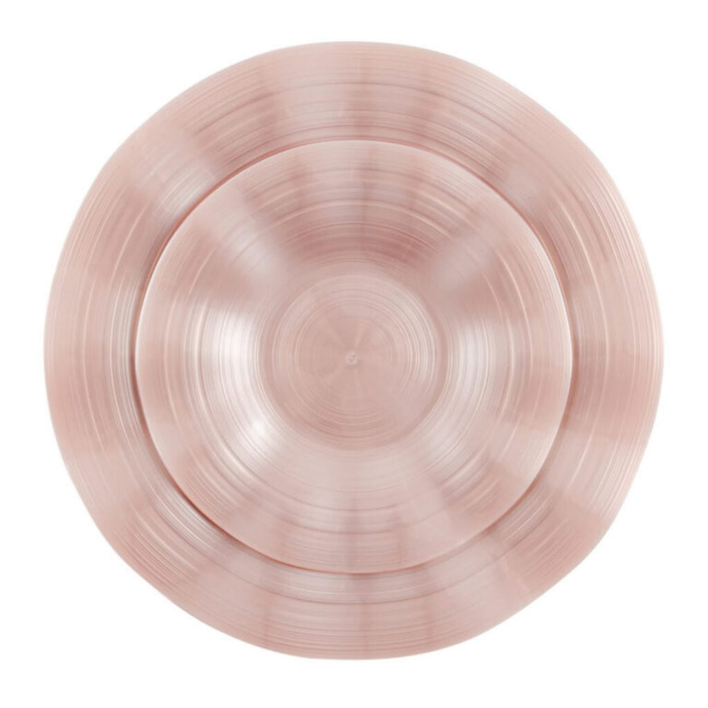 10"&7" Pink Pearl Round Plastic Dinnerware COMBO Set-Ribbed