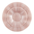 10"&7" Pink Pearl Round Plastic Dinnerware COMBO Set-Ribbed