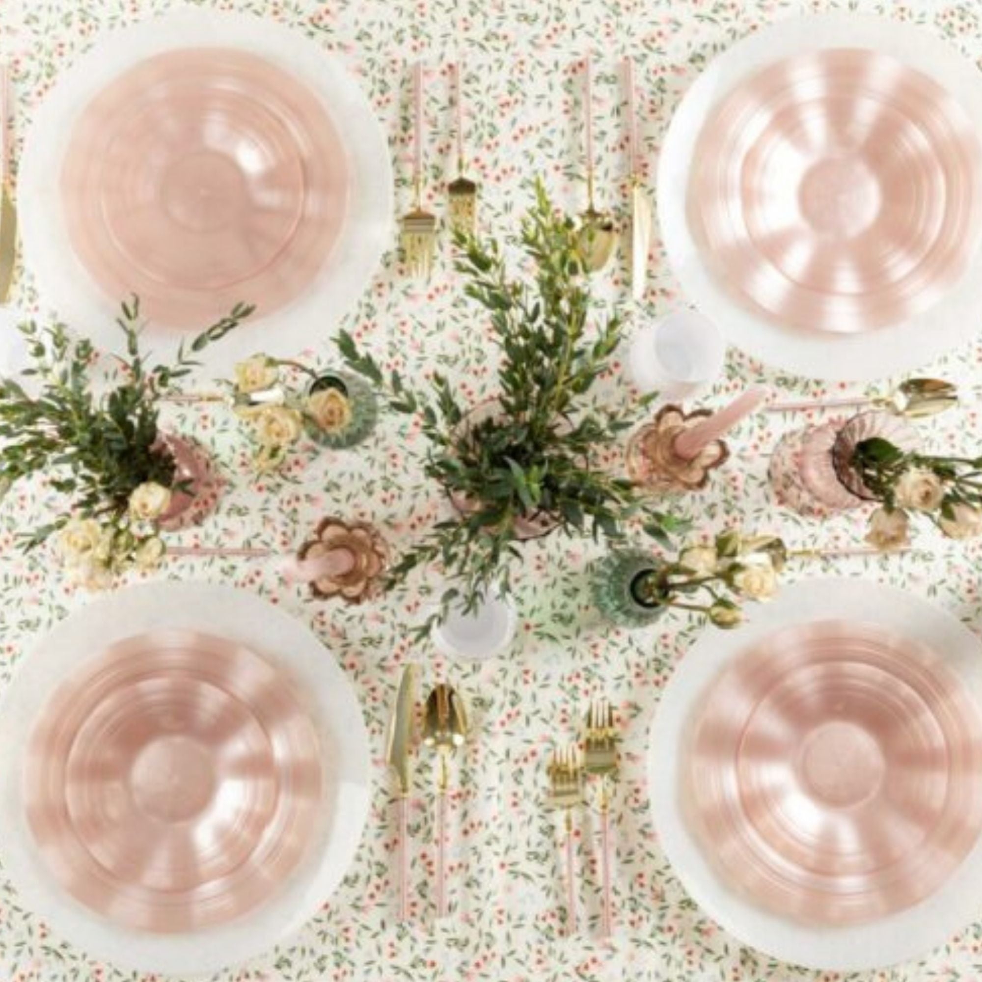 10"&7" Pink Pearl Round Plastic Dinnerware COMBO Set-Ribbed