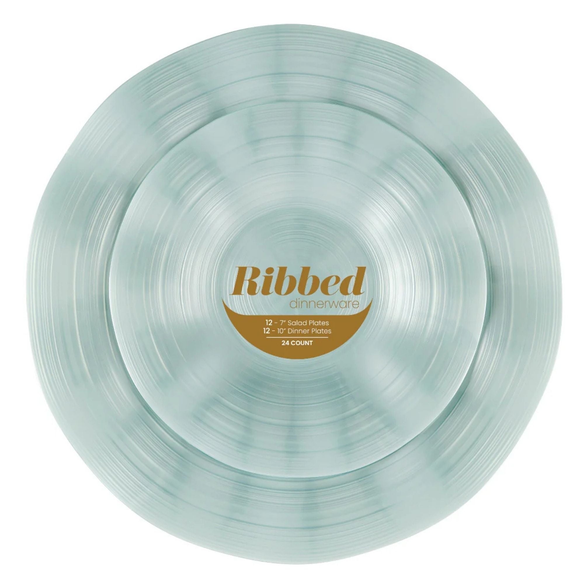 10"&7" Teal Pearl Round Plastic Dinnerware COMBO Set-Ribbed