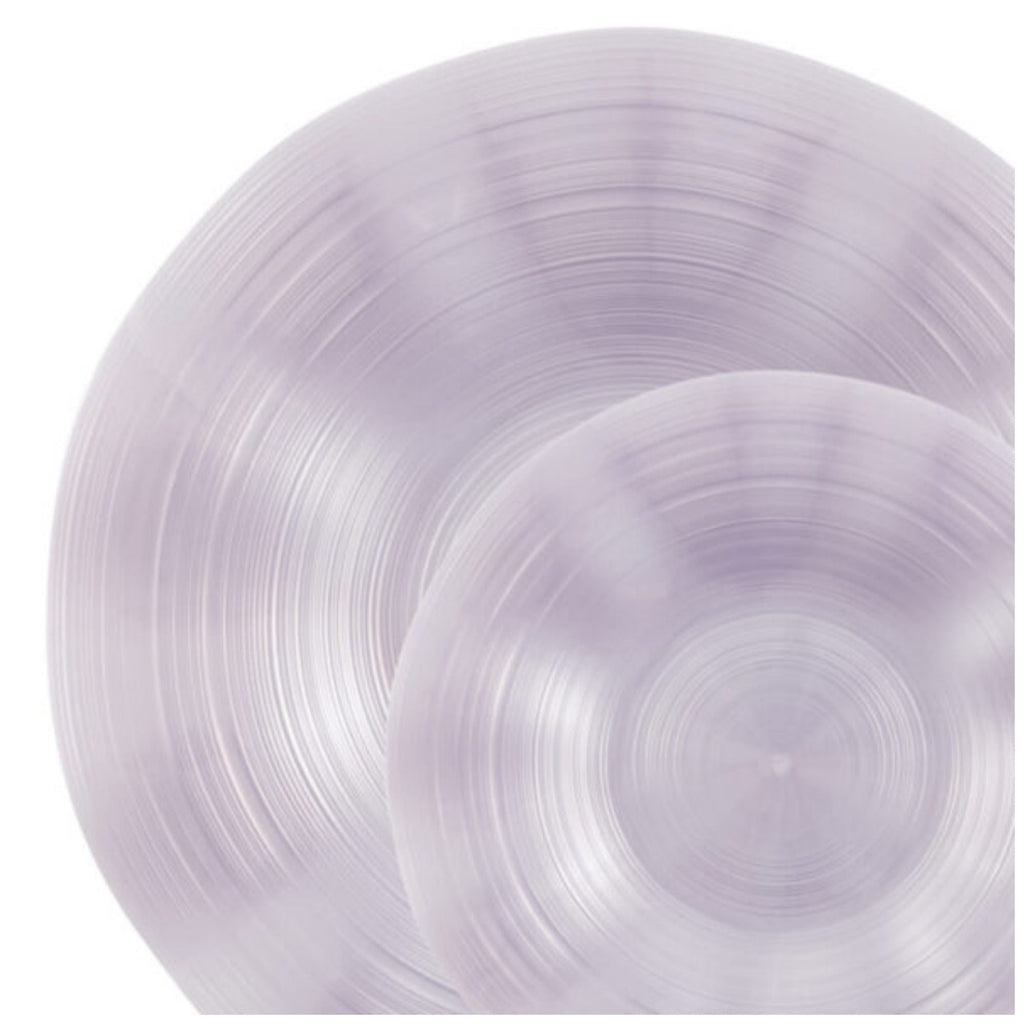 10"&7" Lavender Pearl Round Plastic Dinnerware COMBO Set-Ribbed