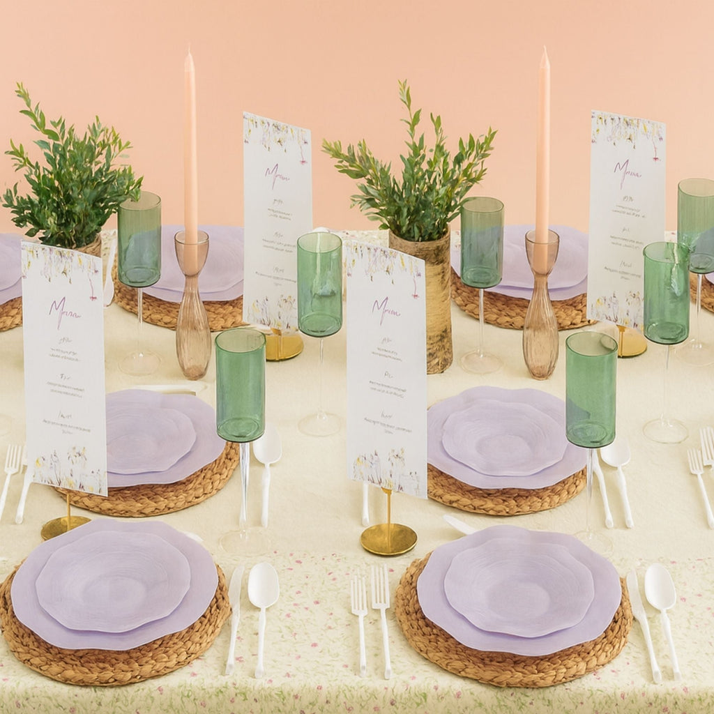 10"&7" Lavender Pearl Round Plastic Dinnerware COMBO Set-Ribbed