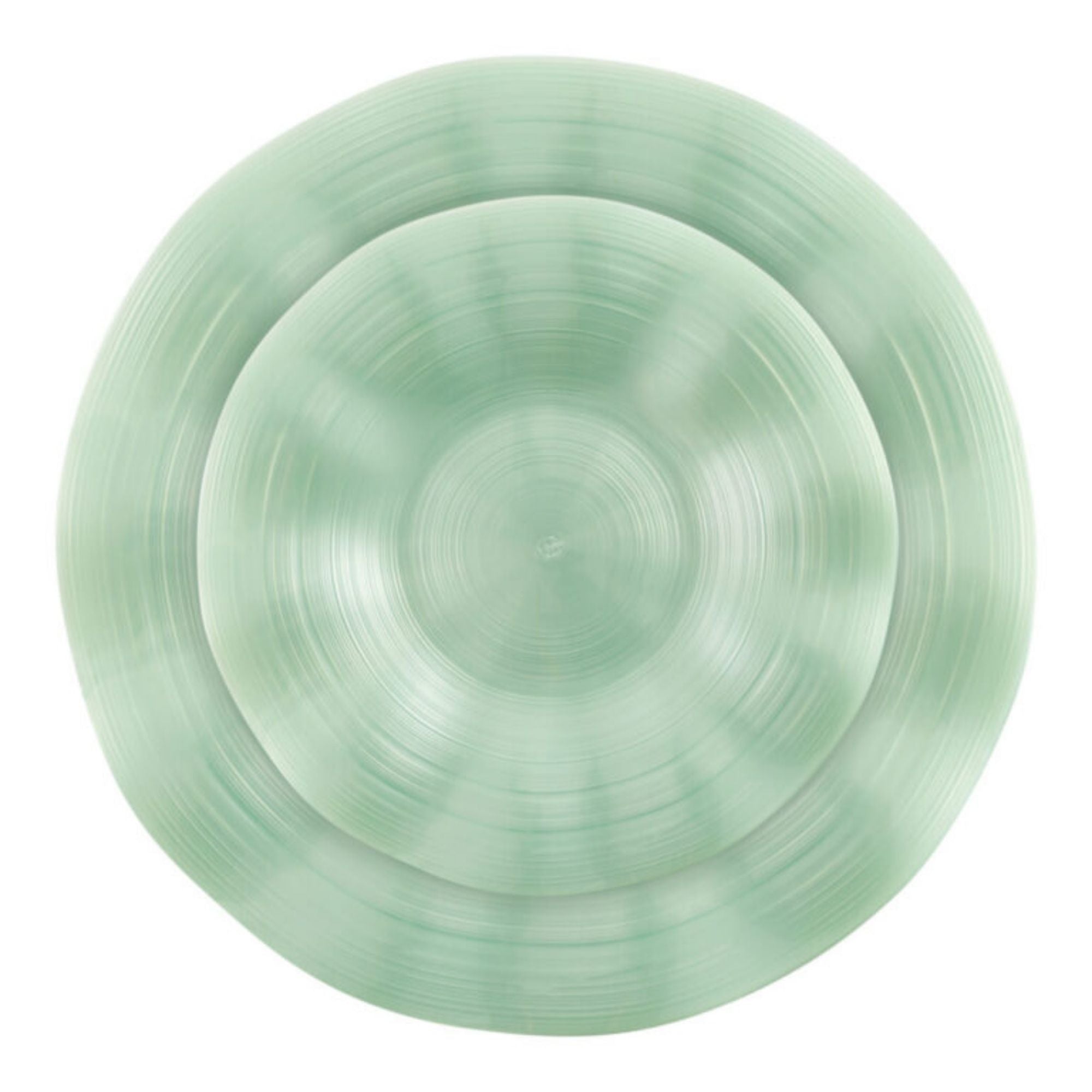 10"&7" Green Pearl Round Plastic Dinnerware COMBO Set-Ribbed