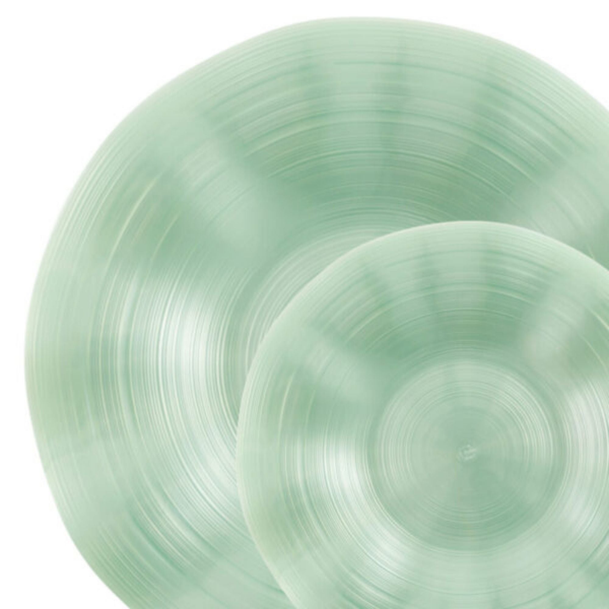 10"&7" Green Pearl Round Plastic Dinnerware COMBO Set-Ribbed