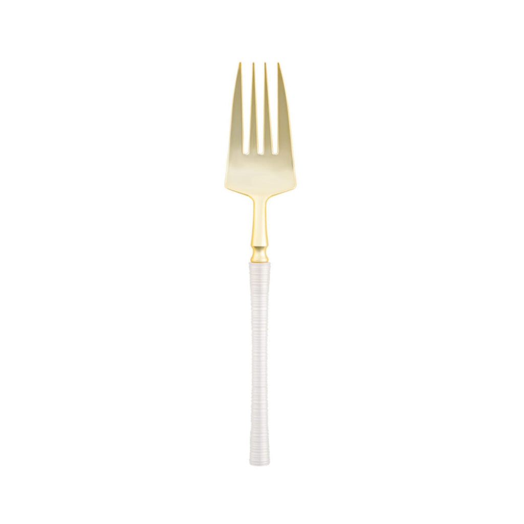 6.25" Elegant Disposable Pearl/Gold Salad Forks: Ribbed