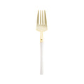 6.25" Elegant Disposable Pearl/Gold Salad Forks: Ribbed