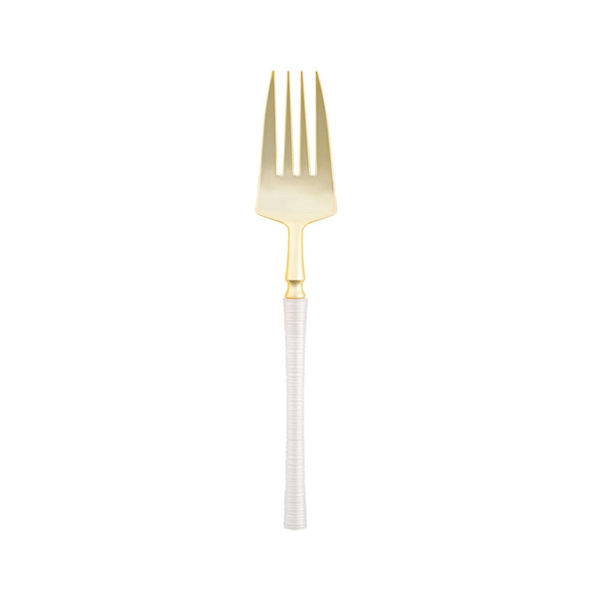 6.25" Elegant Disposable Pearl/Gold Salad Forks: Ribbed