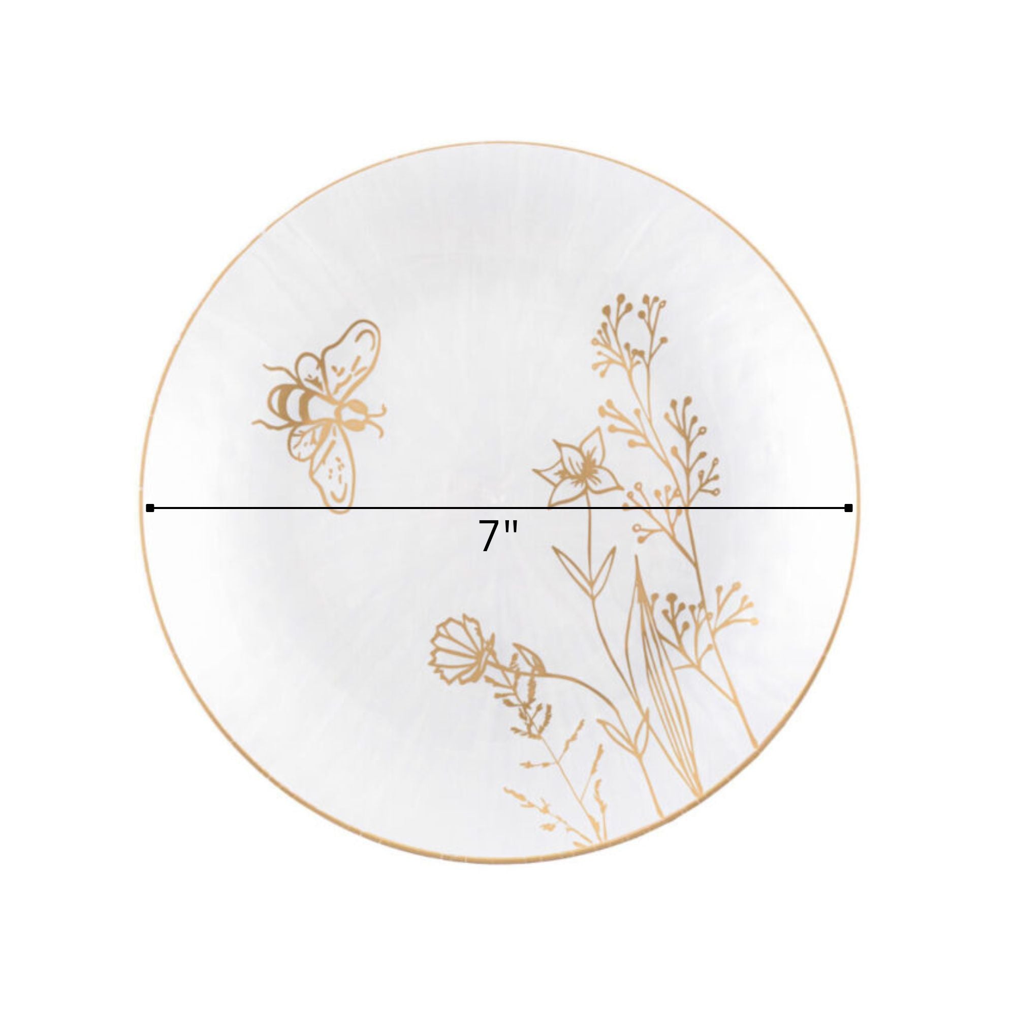7"&10" White & Gold Plastic Plates Combo Set-Honey Bee
