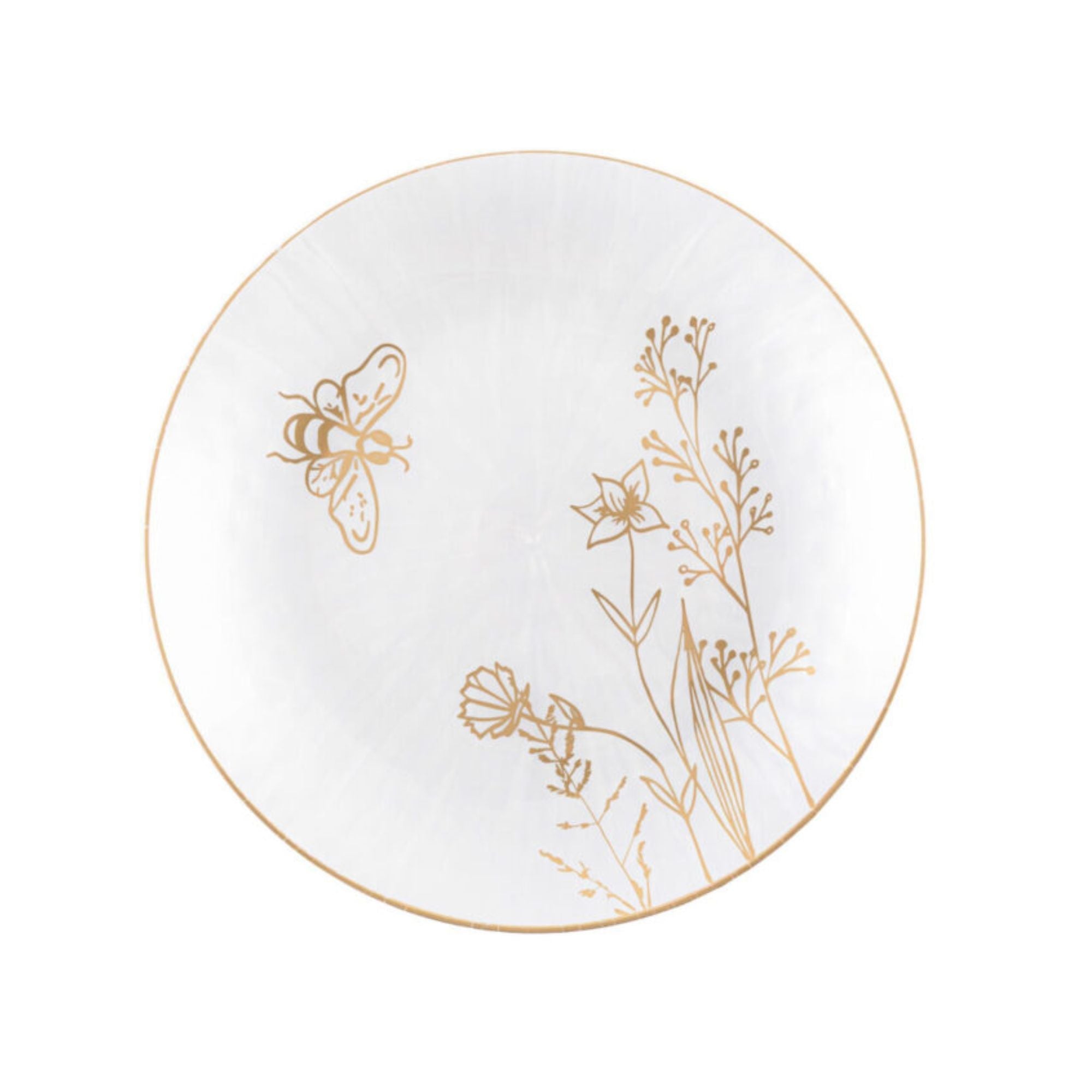 7"&10" White & Gold Plastic Plates Combo Set-Honey Bee