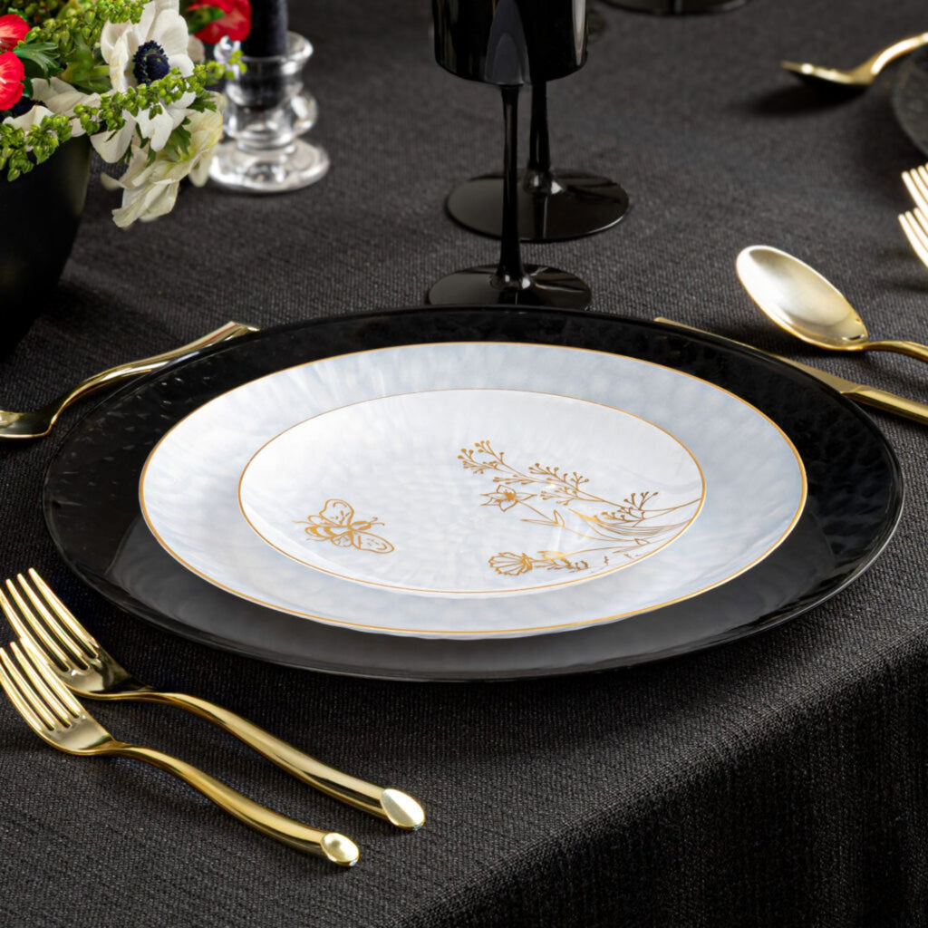 7"&10" White & Gold Plastic Plates Combo Set-Honey Bee