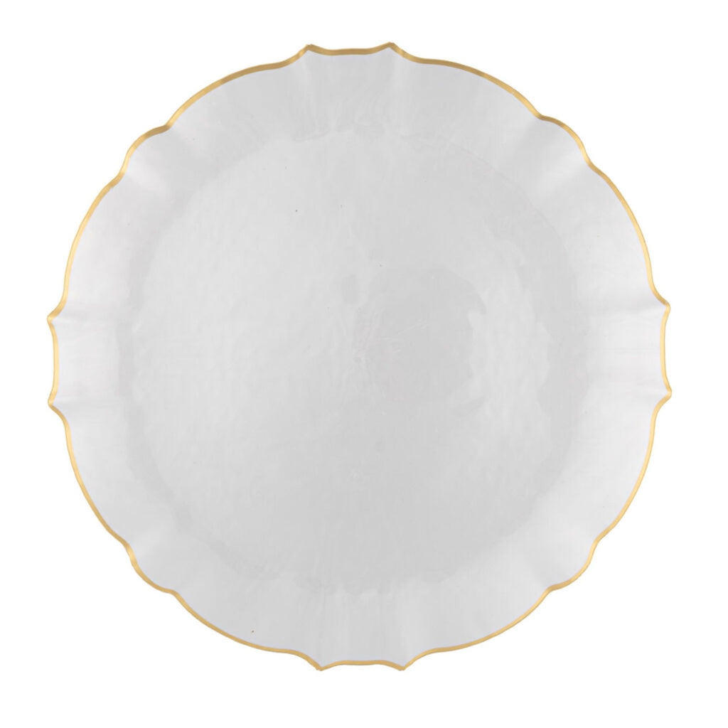 10.25"&7.5" Pearl with Gold Rim Plastic Plates Combo Set: Aristocratic