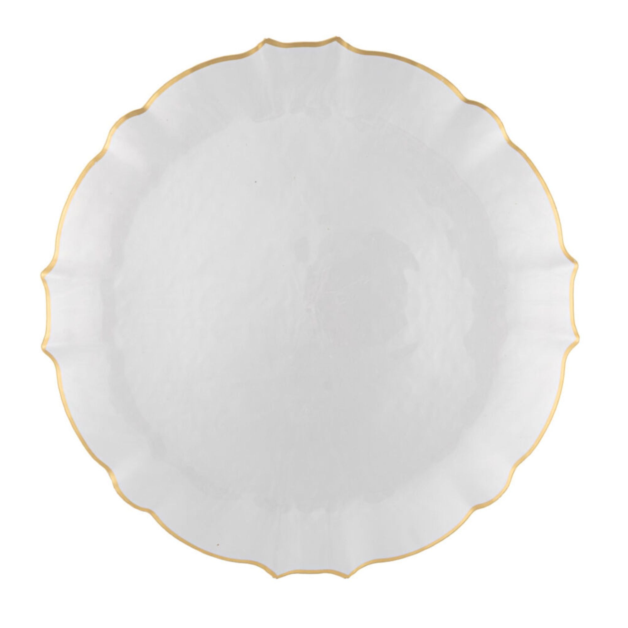 10.25"&7.5" Pearl with Gold Rim Plastic Plates Combo Set: Aristocratic