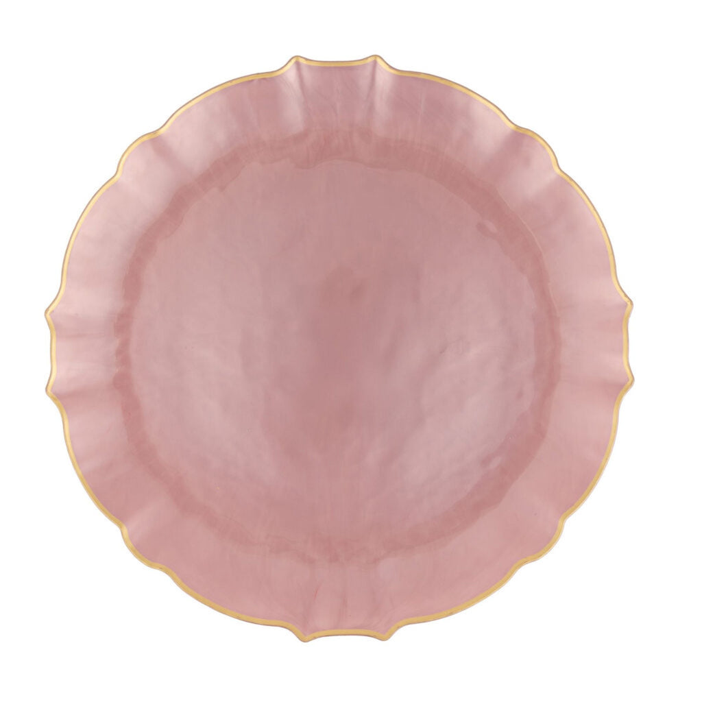 10.25"&7.5" Pearl Pink with Gold Rim Plastic Plates Combo Set: Aristocratic