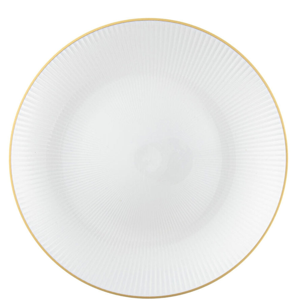 9"&7" Pearl with Gold Rim Plastic Plates Combo Set: Glass Design