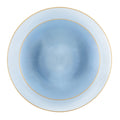 9"&7" Blue Transparent with Gold Rim Plastic Plates Combo Set: Glass Design